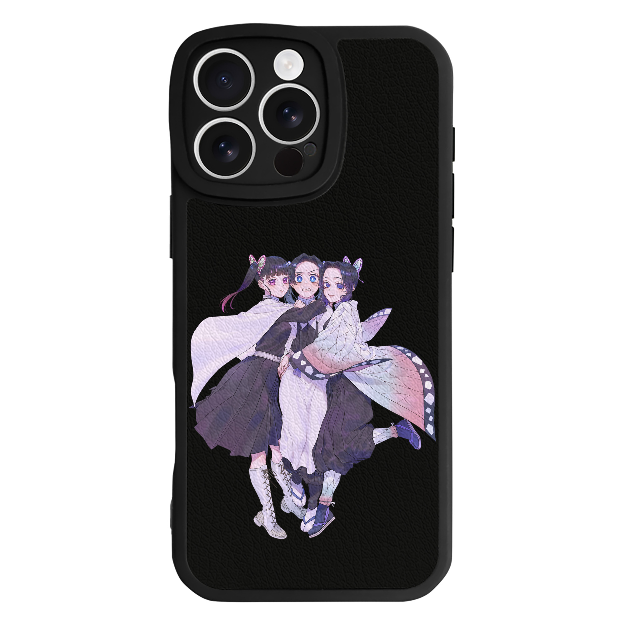 （画像用） 鬼滅の刃（きめつのやいば）蟲柱-胡蝶 しのぶ／こちょう しのぶ Kochou Shinobu 【iPhone 16シリーズ対応】シリコンスマホケース（レザー調） 材質：シリコン